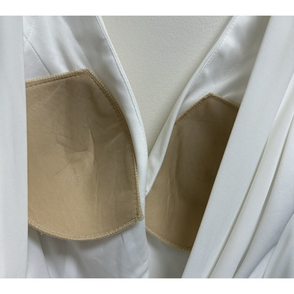Mac Duggal 12336 White Gown Size 10 Deep V Open Back Slit Formal Dress NWT - Picture 9 of 10